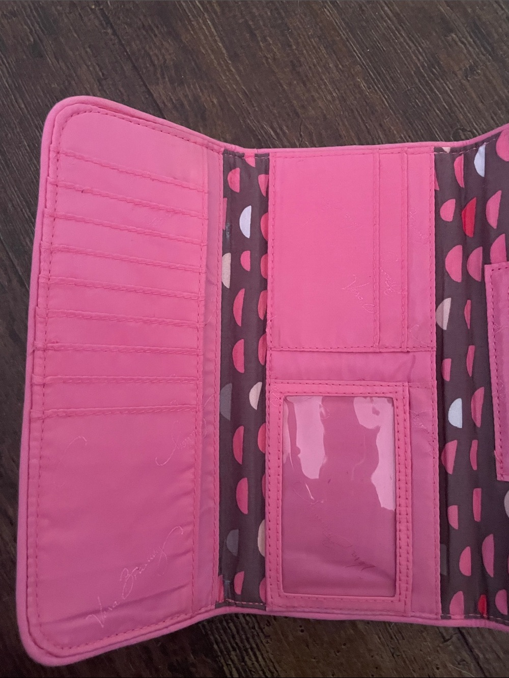 Vera Bradley Pink Quilted Floral Card Wallet 9” wide - Picture 4 of 7